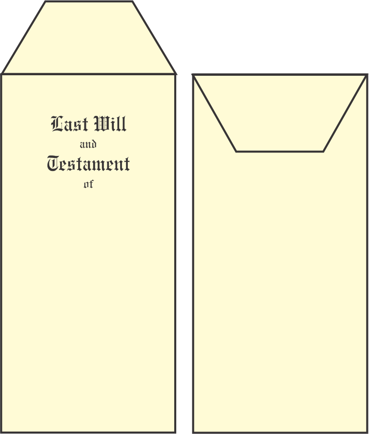 Last will and testatment printed ivory envelopes